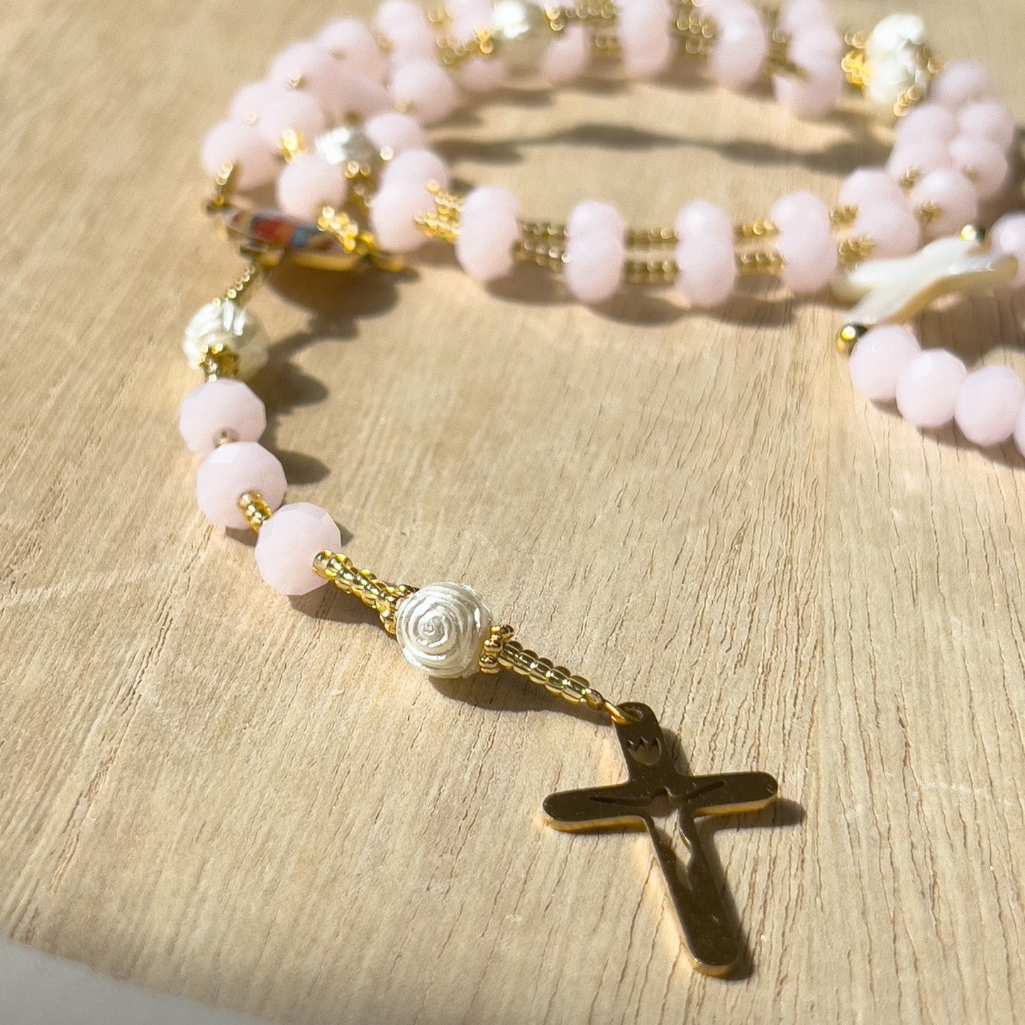 Guadalupe Rose Quartz Rosary