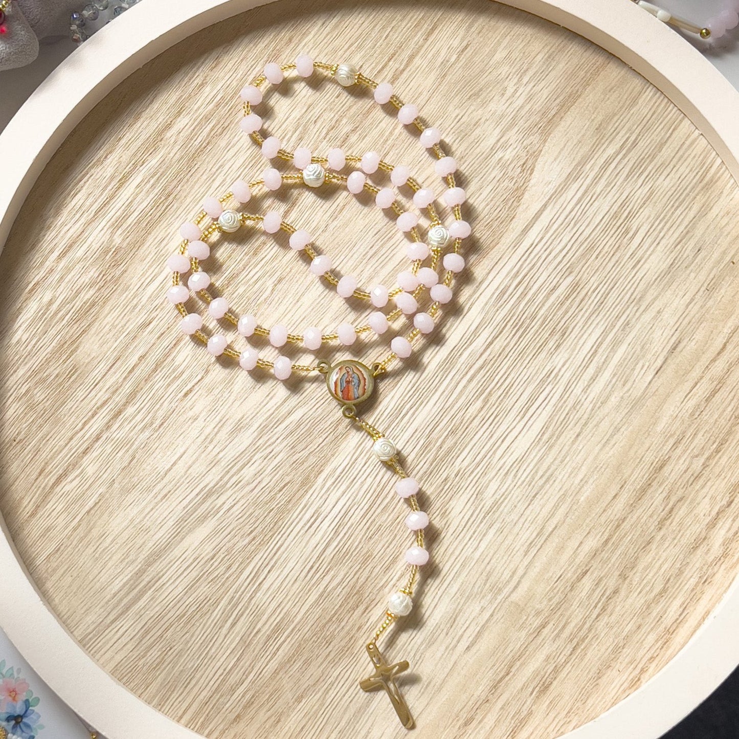 Guadalupe Rose Quartz Rosary