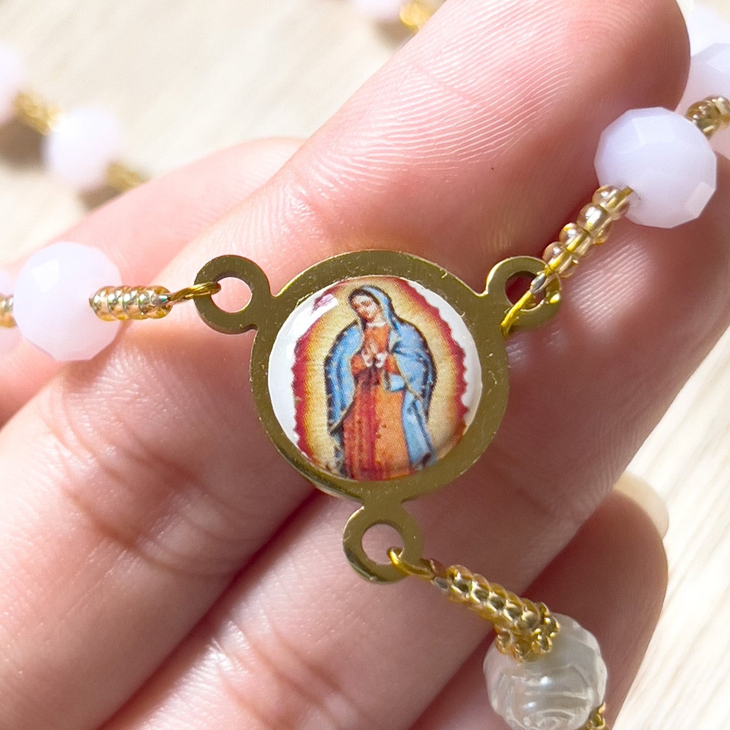 Guadalupe Rose Quartz Rosary