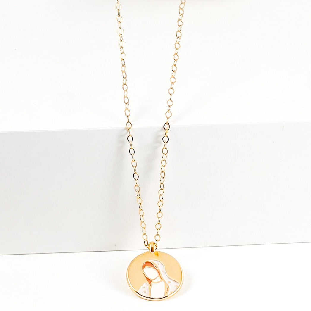 Handmade Gold-Plated Marian Medal Necklace