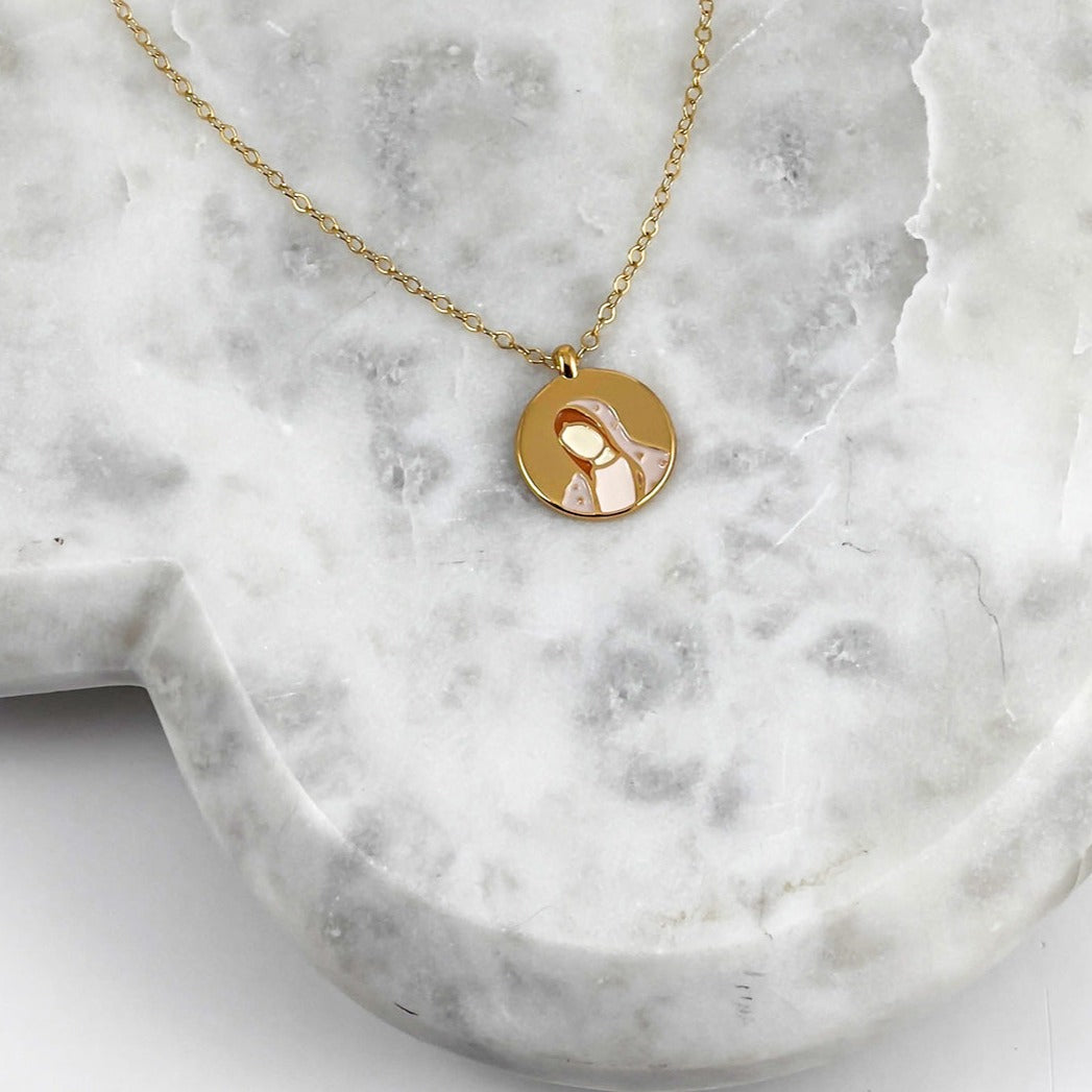 Handmade Gold-Plated Marian Medal Necklace
