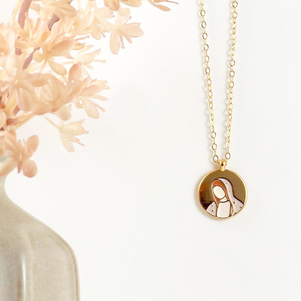 Handmade Gold-Plated Marian Medal Necklace
