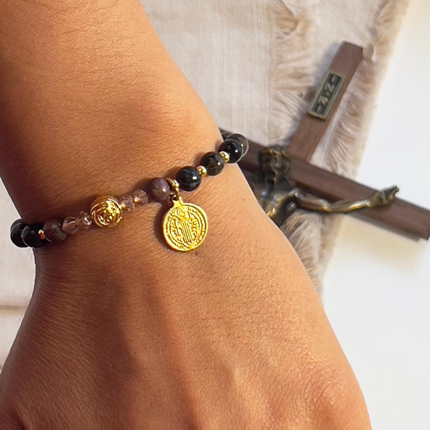 Rhodonite  St. Benedict Bracelet